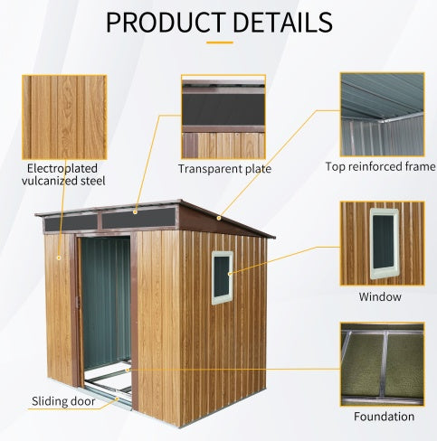 6x5 ft Outdoor Metal Storage Shed with Window and Clear Roof Panel – Garden and Lawn Equipment Organizer
