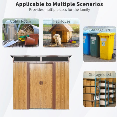 6x5 ft Outdoor Metal Storage Shed with Window and Clear Roof Panel – Garden and Lawn Equipment Organizer