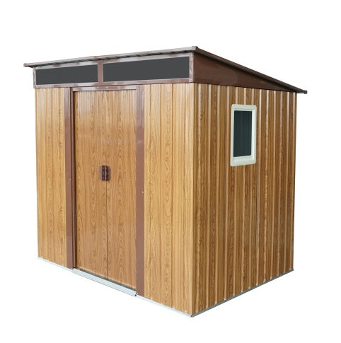 6x5 ft Outdoor Metal Storage Shed with Window and Clear Roof Panel – Garden and Lawn Equipment Organizer