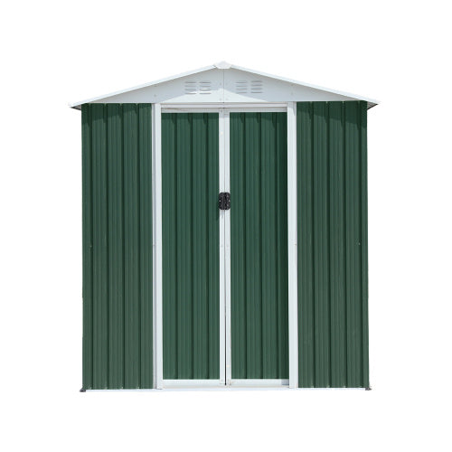 6x4 ft Green Outdoor Tool Storage Shed with Apex Roof, Aluminum Alloy Frame, and Sliding Door – Garden Storage House