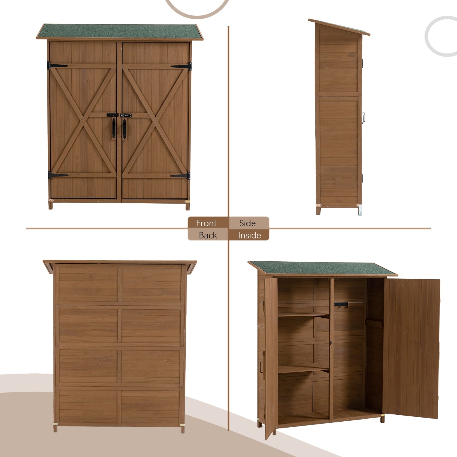 56L x 19.5W x 64H in Outdoor Wooden Storage Shed with Lockable Door – Detachable Tool Shed