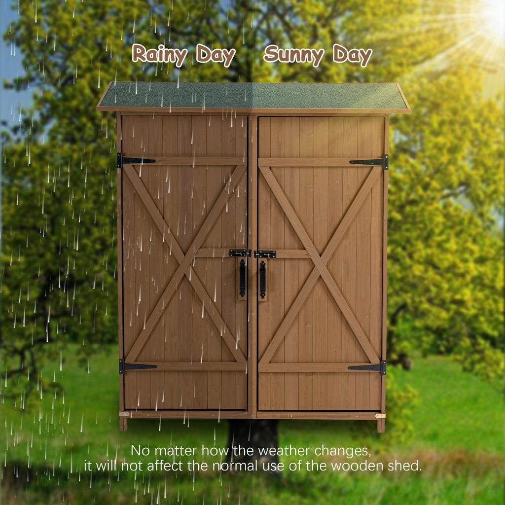 56L x 19.5W x 64H in Outdoor Wooden Storage Shed with Lockable Door – Detachable Tool Shed