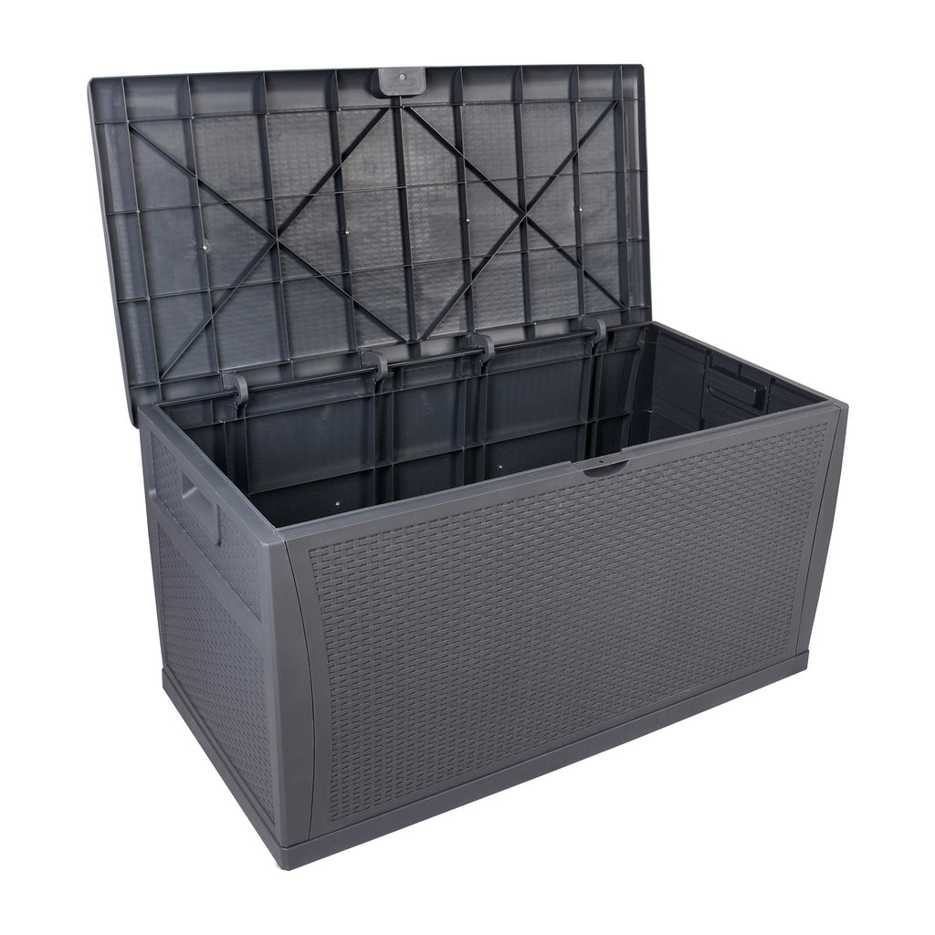 20 Gal Grey Plastic Yard Storage Box – Cuboid Outdoor Organizer with 175 lb Capacity