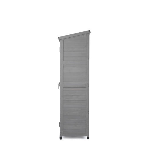 Outdoor Metal Locker Shed with Wooden Top – Garden Storage Cabinet for Patio and Terrace