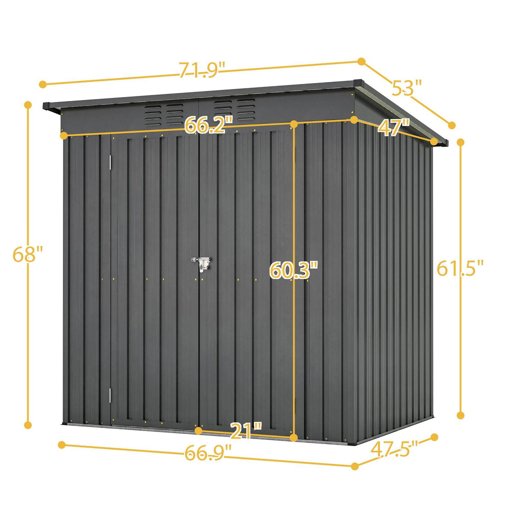 6x4 ft Black Outdoor Metal Storage Shed – All-Weather Tool Shed for Garden, Backyard, and Lawn
