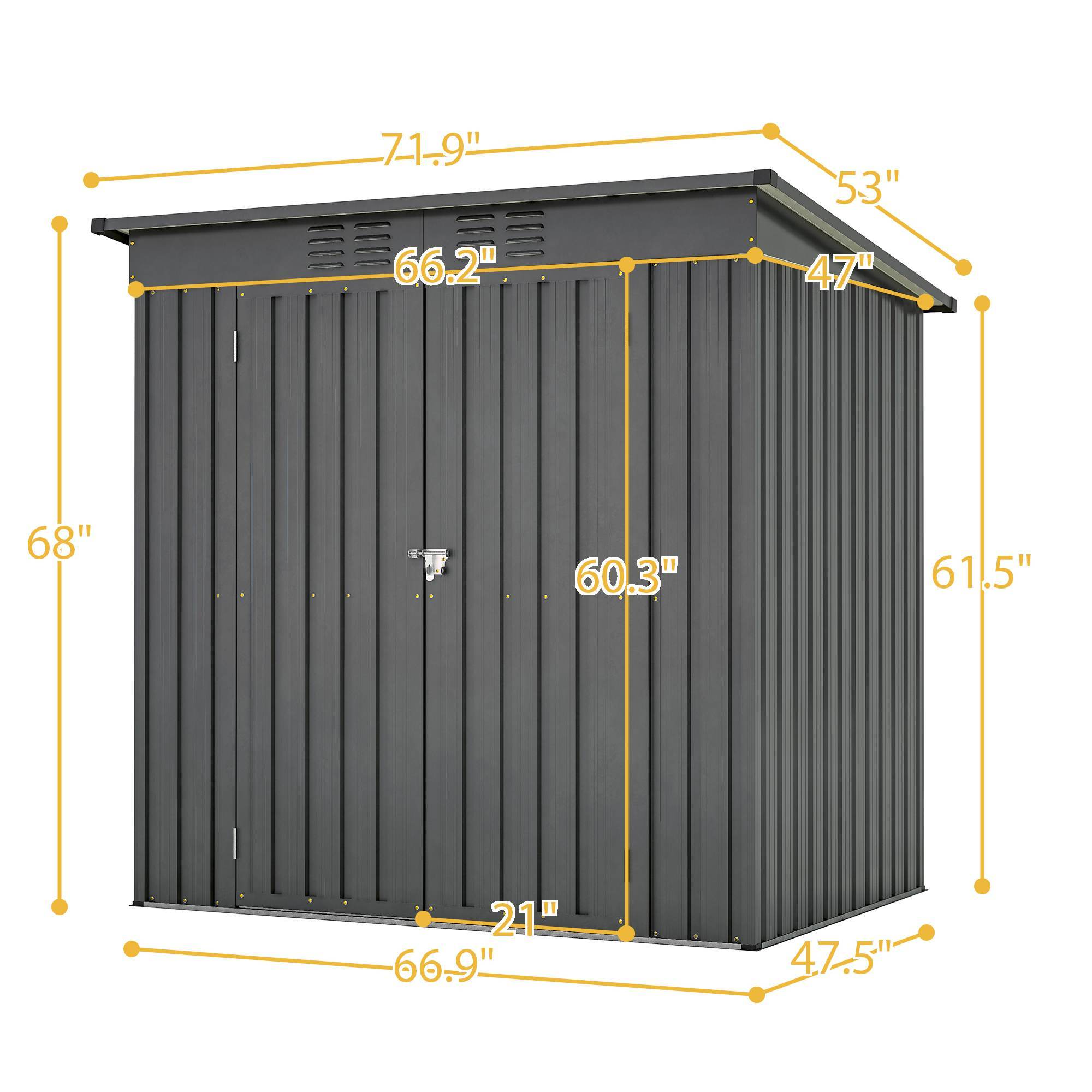 6x4 ft Black Outdoor Metal Storage Shed – All-Weather Tool Shed for Garden, Backyard, and Lawn