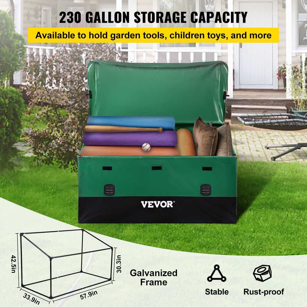 230 Gallon Outdoor Patio Deck Storage Box – Waterproof PE Tarpaulin Garden Organizer