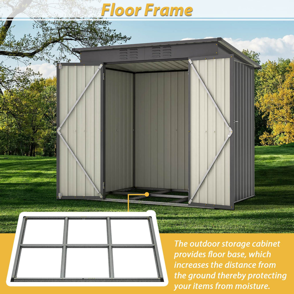 6x4 ft Black Outdoor Metal Storage Shed – All-Weather Tool Shed for Garden, Backyard, and Lawn