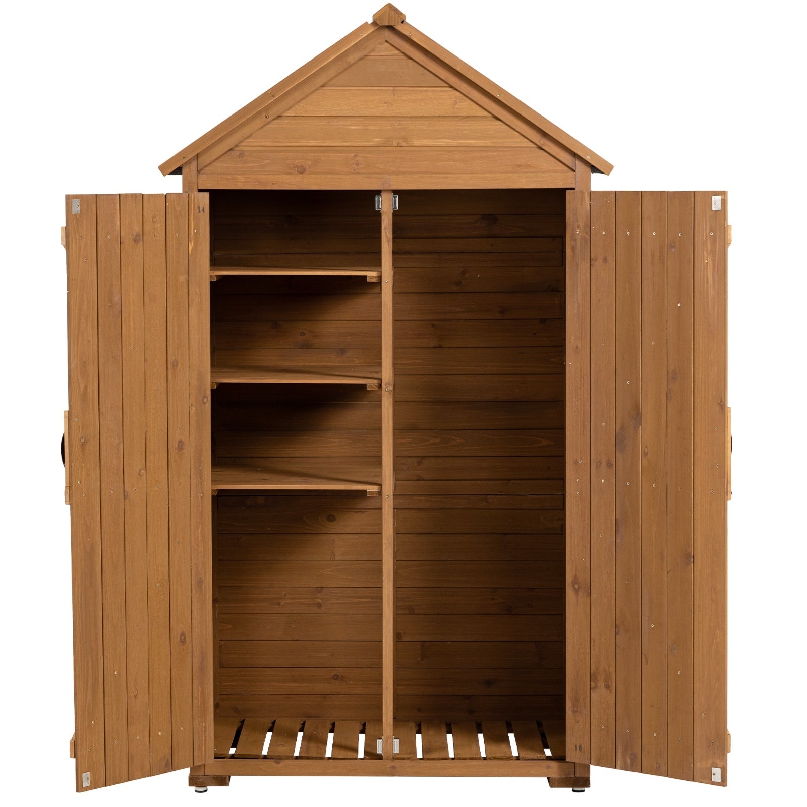 Outdoor Wooden Storage Cabinet with Shelves and Latch – Garden Tool Shed