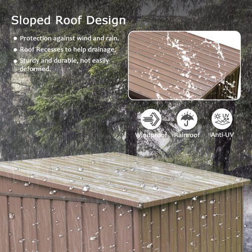 6x4 ft Outdoor Metal Storage Shed with Lockable Double Doors – Waterproof Tool and Bike Shed for Garden, Backyard, and Lawn