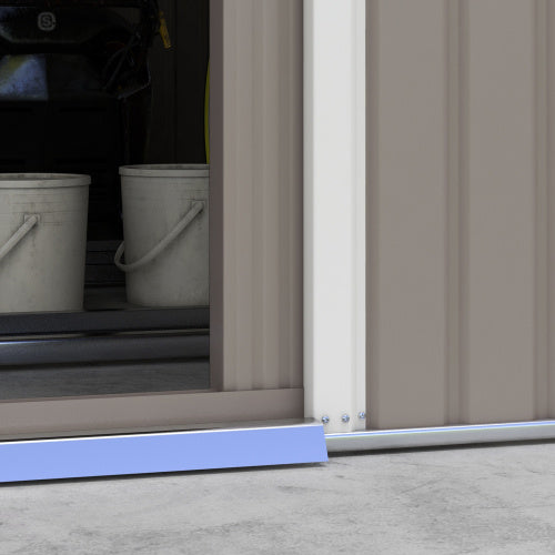 13x11 ft Light Grey Outsunny Outdoor Metal Garden Shed with Foundation Kit, Ventilation, and Doors – Large Storage Shed