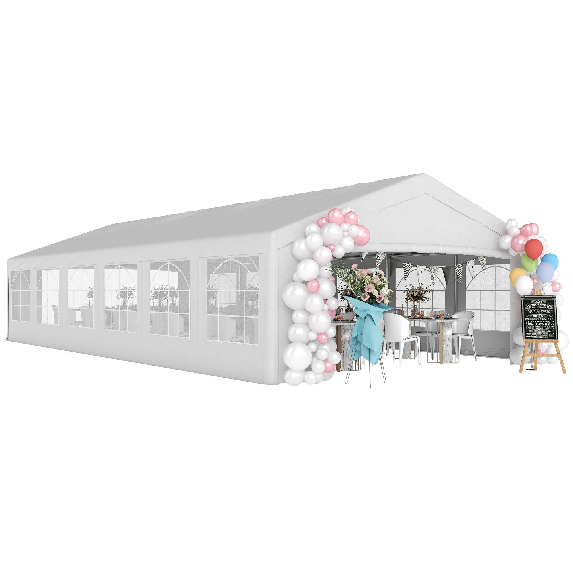 20x40 ft Large White Wedding Tent with Removable Sidewalls – Heavy-Duty Outdoor Canopy for Events, Parties, and BBQs