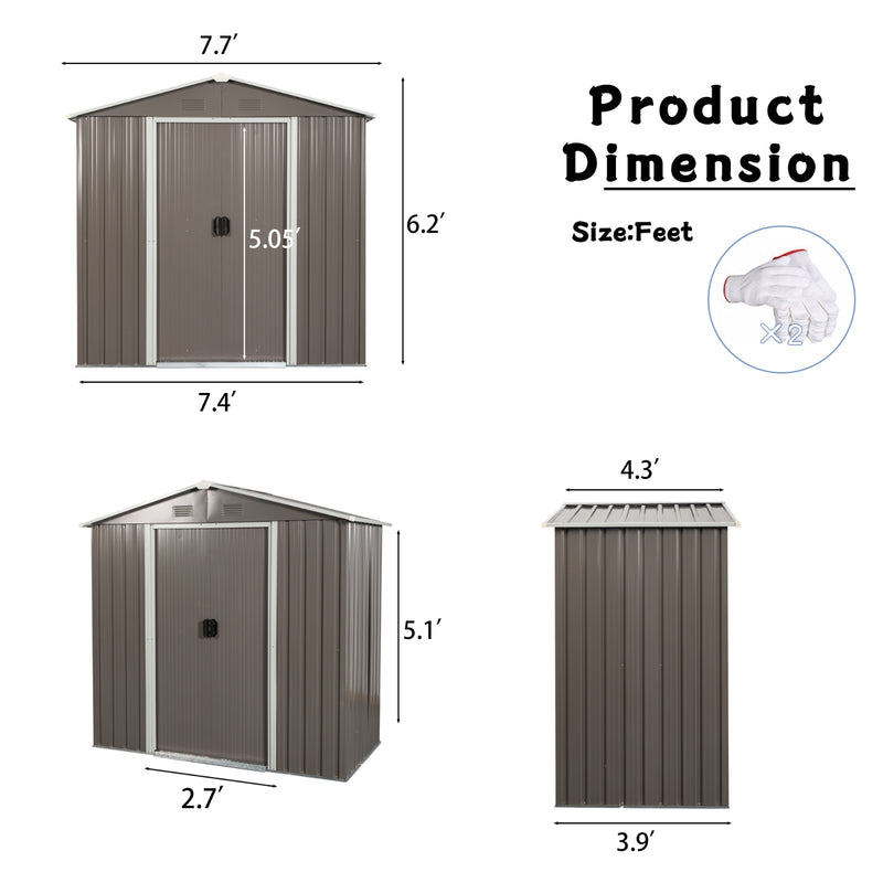 8ft X 4ft Outdoor Metal Storage Shed