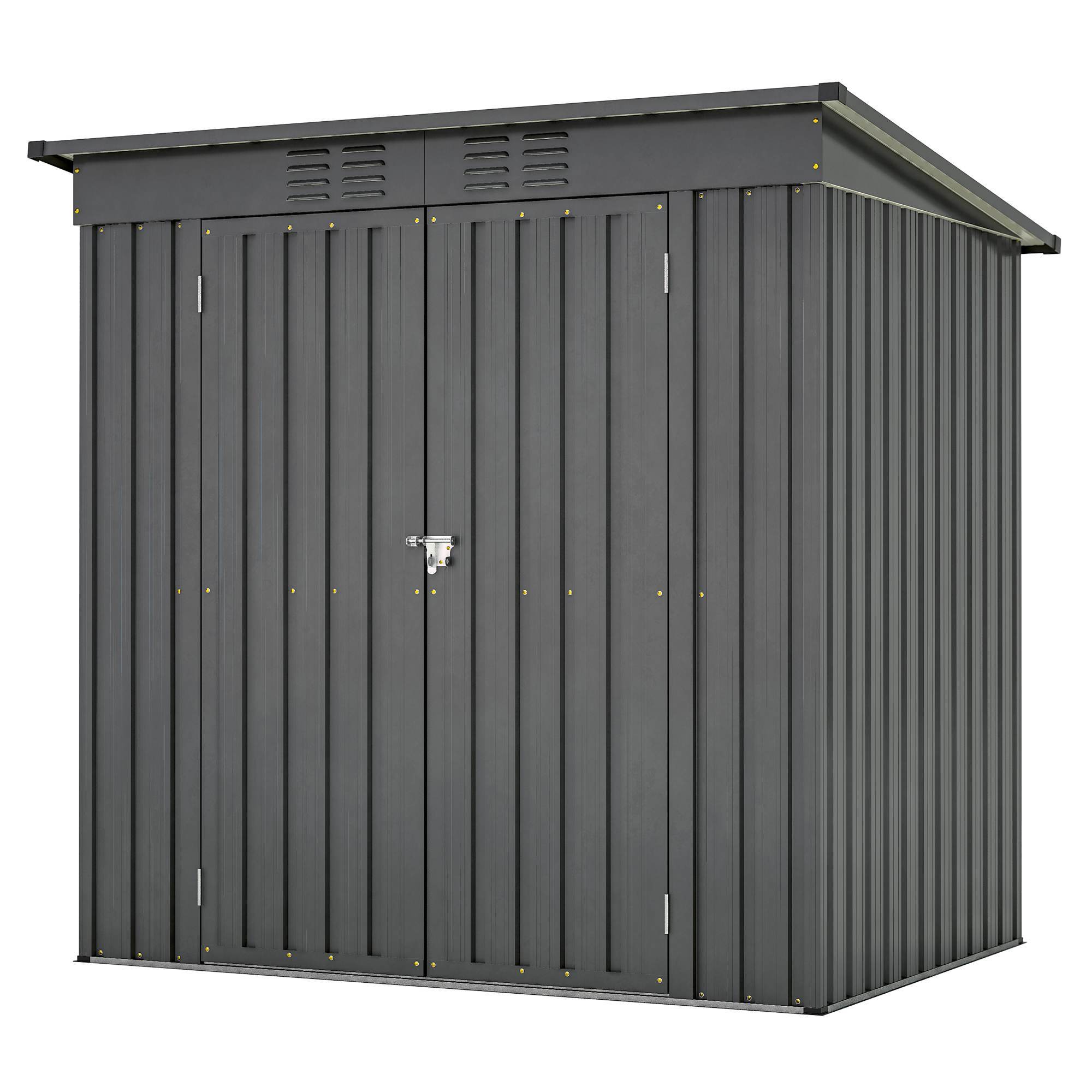 6x4 ft Black Outdoor Metal Storage Shed – All-Weather Tool Shed for Garden, Backyard, and Lawn