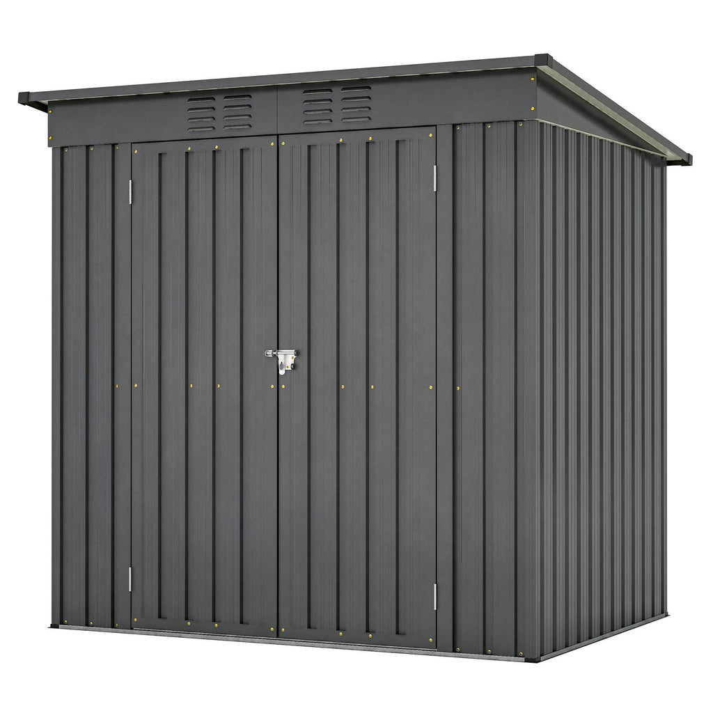 6x4 ft Black Outdoor Metal Storage Shed – All-Weather Tool Shed for Garden, Backyard, and Lawn