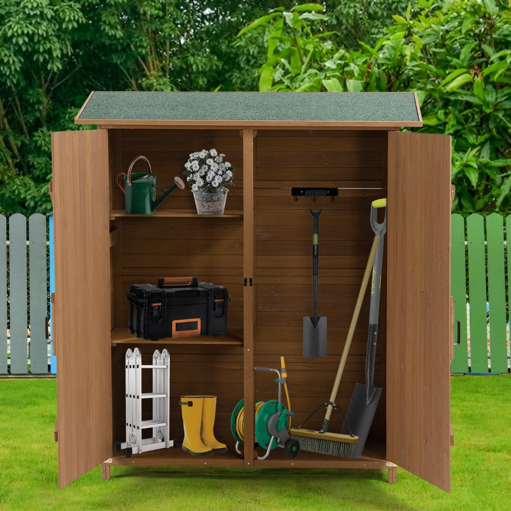 56L x 19.5W x 64H in Outdoor Wooden Storage Shed with Lockable Door – Detachable Tool Shed